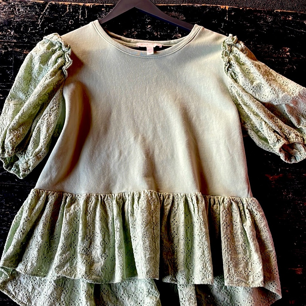 Cleobella mixed media ruffle top